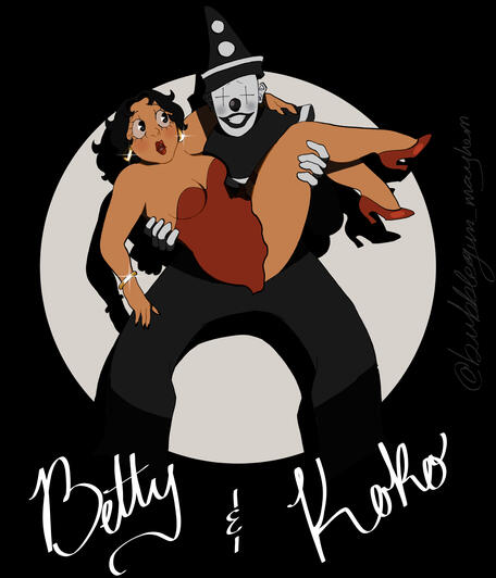 Ship art of Fleischer characters Betty Boop and Koko the Clown